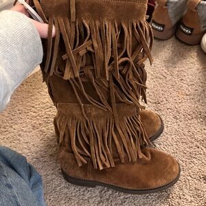 Kids Ralph Lauren Fringe Suede Boots - Brown